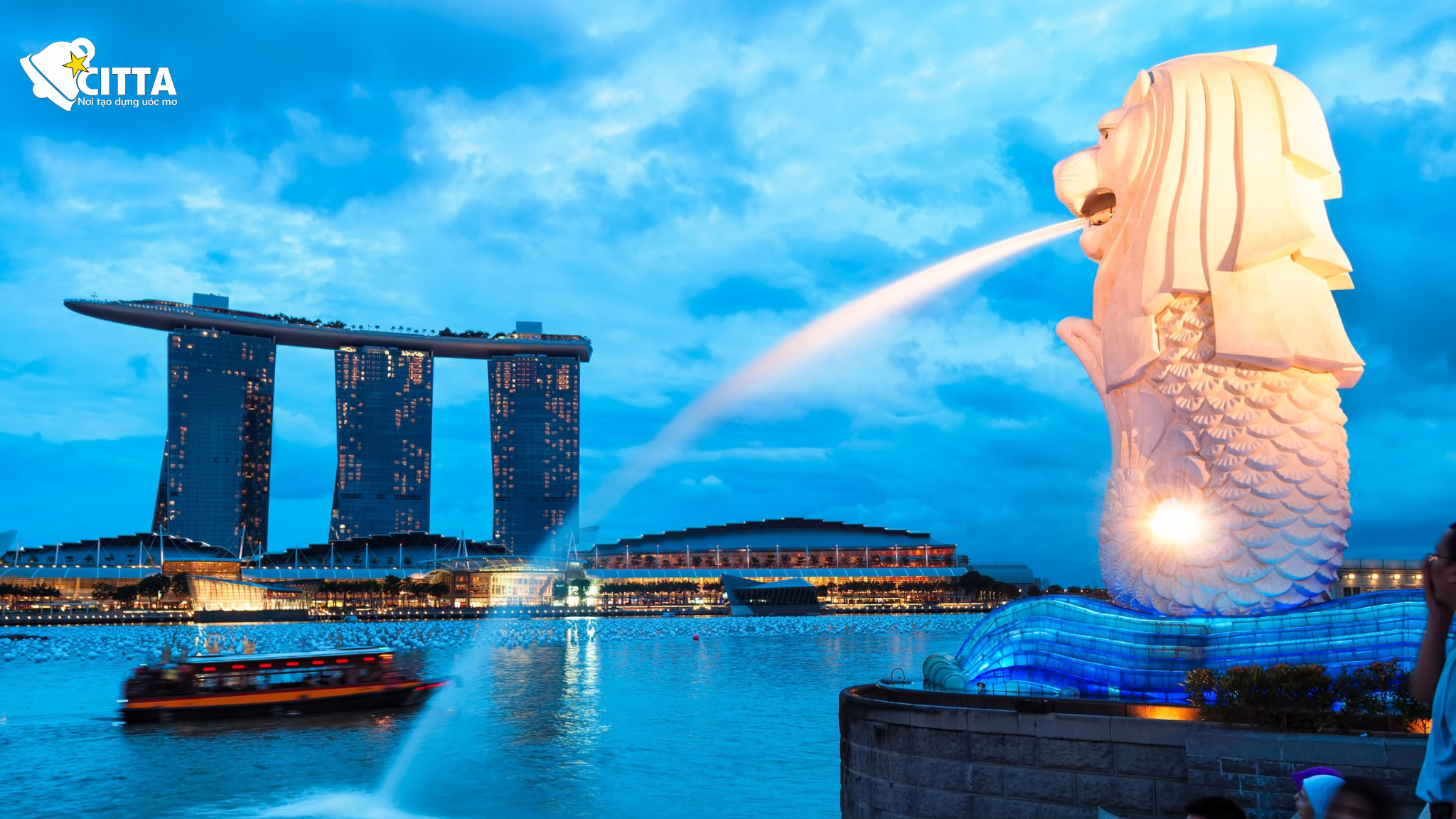 Cảnh đẹp Singapore Marina Bay Sands về đêm