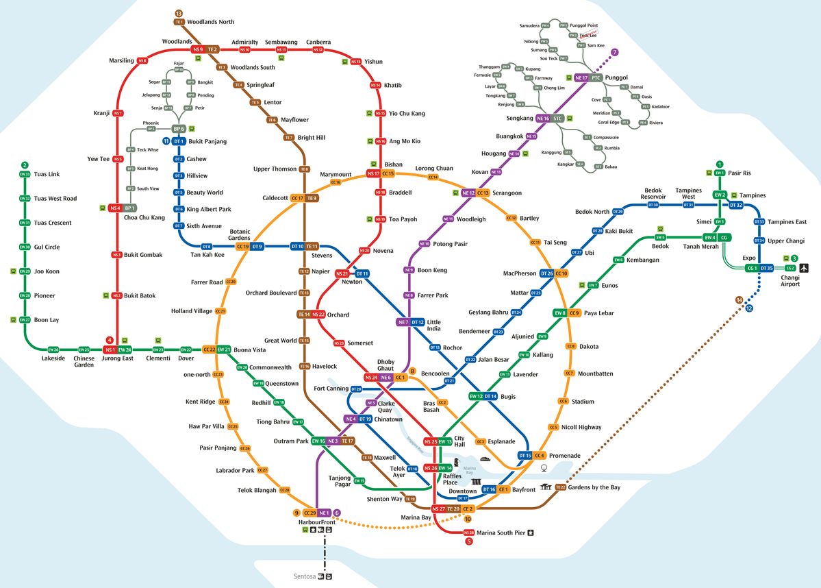 Bản Đồ Các Tuyến MRT ở Singapore